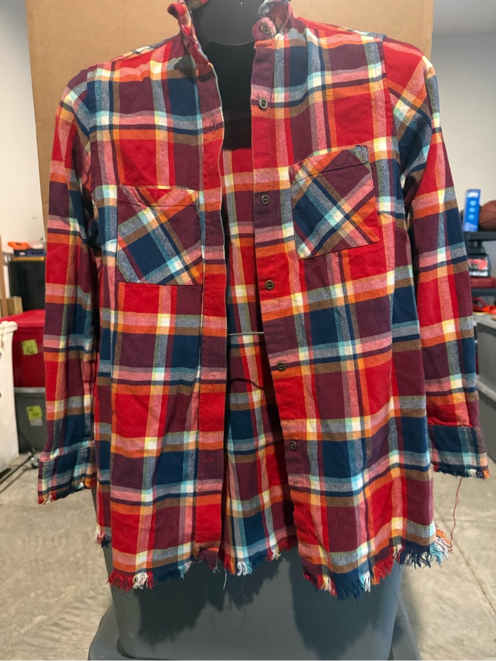 Red Multi-Color Plaid Button-Up Shirt 105